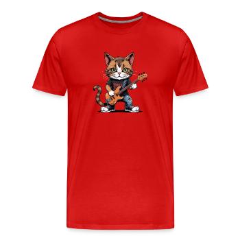 Cat Rocker Cat HardRock Gift - T-shirt bio Premium Homme - rouge - Devant - Damien (186cm)