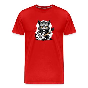 Cat Rocker Cat HardRock Gift - T-shirt bio Premium Homme - rouge - Devant - Damien (186cm)