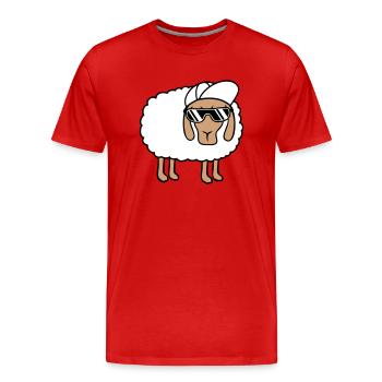 Cooles Schaf Sonnenbrille Cappy Mütze Sommer Spaß - Männer Premium Bio T-Shirt - Rot - Vorne - Damien (186cm)