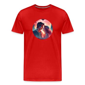Zwei Liebende - Männer Premium Bio T-Shirt - Rot - Vorne - Damien (186cm)