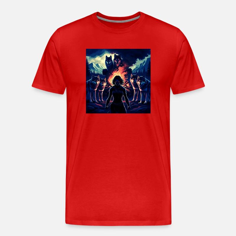 Urzeitlicher Krieger - Männer Premium Bio T-Shirt - Rot
