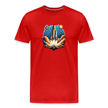 Bitcoin Crypto Crypto à la lune Cadeau - T-shirt bio Premium Homme - rouge - Devant - Damien (186cm)