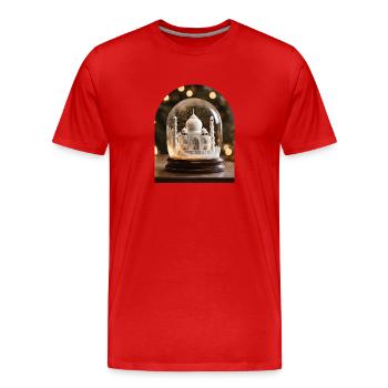 The Taj Mahal in a snow globe - Men's Premium Organic T-Shirt - red - Front - Damien (186cm)
