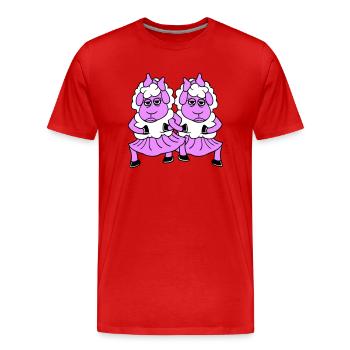 2 Couple de moutons Fatigué Ennuyé Copines Cool - T-shirt bio Premium Homme - rouge - Devant - Damien (186cm)