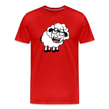 mouton nerd hornglasses fermoir lunettes geek smart - T-shirt bio Premium Homme - rouge - Devant - Damien (186cm)