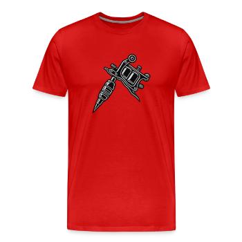 machine à tatouer - T-shirt bio Premium Homme - rouge - Devant - Damien (186cm)