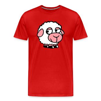 Mouton Triste Timide Introverti Malheureux - T-shirt bio Premium Homme - rouge - Devant - Damien (186cm)