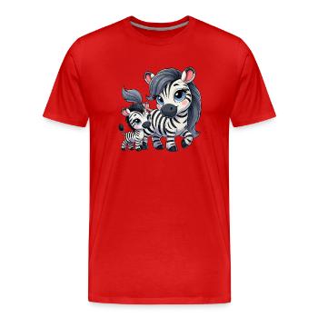 Mère zèbre avec enfant - T-shirt bio Premium Homme - rouge - Devant - Damien (186cm)