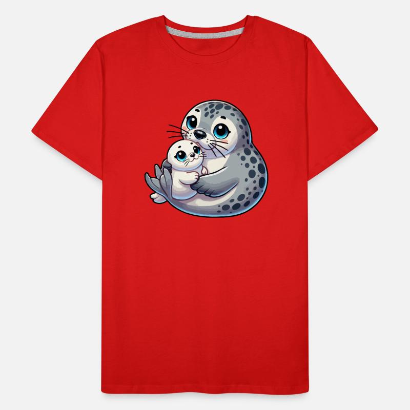 Robbenmutter mit Kind Männer Premium Bio T-Shirt