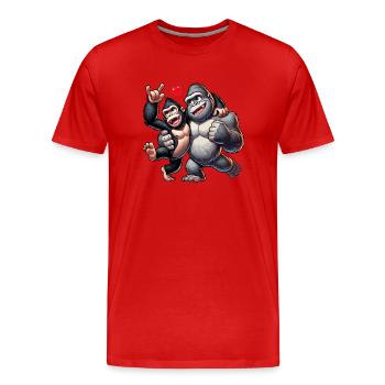 Gorilla-Paar - Männer Premium Bio T-Shirt - Rot - Vorne - Damien (186cm)