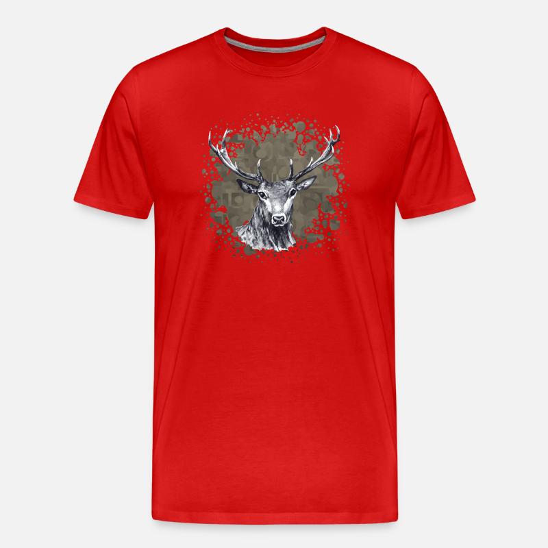 Hirsch - Männer Premium Bio T-Shirt - Rot