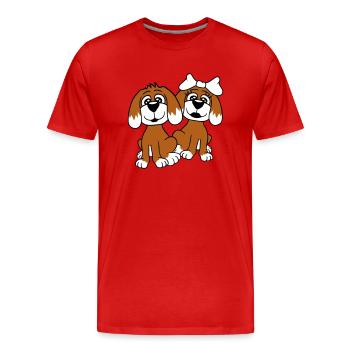 2 Dog Team Two Friends Love Couple In Love - Men's Premium Organic T-Shirt - red - Front - Damien (186cm)