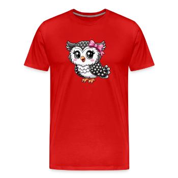 Girl owl - Men's Premium Organic T-Shirt - red - Front - Damien (186cm)