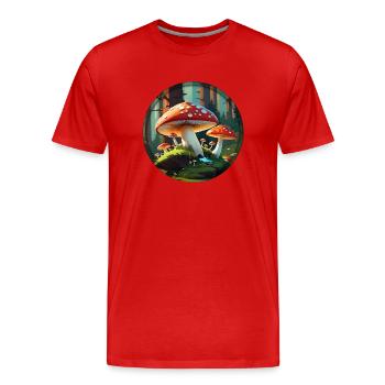 Champignon - Amanita muscaria dans la forêt 001 - T-shirt bio Premium Homme - rouge - Devant - Damien (186cm)