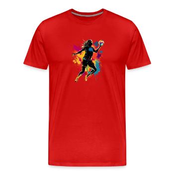 Joueur de volley-ball coloré Joueur de volley-ball - T-shirt bio Premium Homme - rouge - Devant - Damien (186cm)