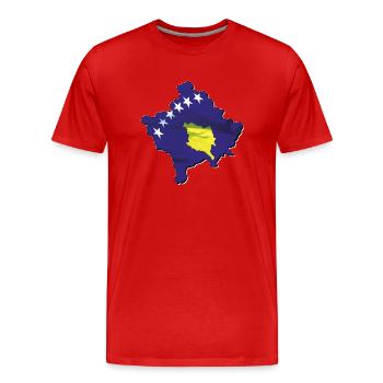 Kosovo flag in Kosovo map - Men's Premium Organic T-Shirt - red - Front - Damien (186cm)
