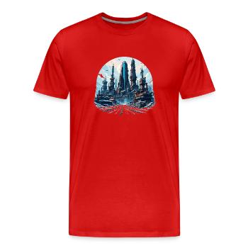 Future city 1054351311 - Men's Premium Organic T-Shirt - red - Front - Damien (186cm)