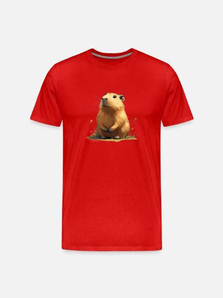 Capybara Baby - Männer Premium Bio T-Shirt - Rot
