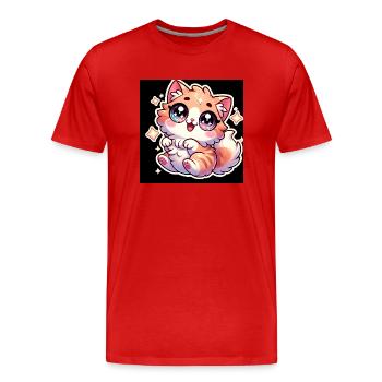 Chat mignon - T-shirt bio Premium Homme - rouge - Devant - Damien (186cm)