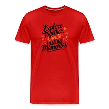 Explorez ensemble adevnture citation de voyage art texte - T-shirt bio Premium Homme - rouge - Devant - Damien (186cm)
