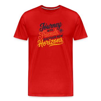 Journey with Friends adevnture texte de la citation de voyage - T-shirt bio Premium Homme - rouge - Devant - Damien (186cm)