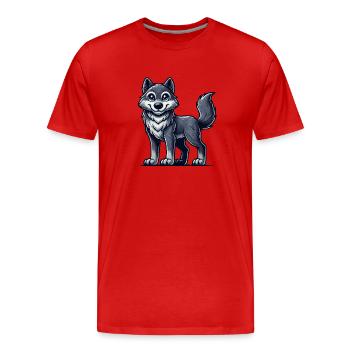 wolf - Men's Premium Organic T-Shirt - red - Front - Damien (186cm)