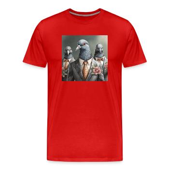 Colombes en costume - T-shirt bio Premium Homme - rouge - Devant - Damien (186cm)