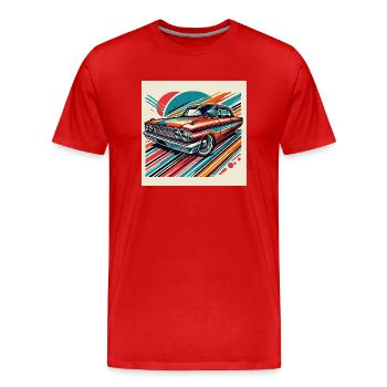 Retro-Oldtimer - Männer Premium Bio T-Shirt - Rot - Vorne - Damien (186cm)