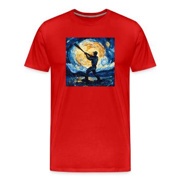 Baseball Spieler Van Gogh - Männer Premium Bio T-Shirt - Rot - Vorne - Damien (186cm)