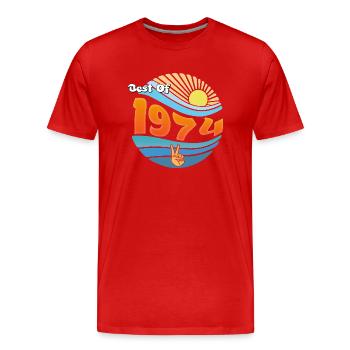 Timeless 1974 – Célébration de 51 années merveilleuses - T-shirt bio Premium Homme - rouge - Devant - Damien (186cm)