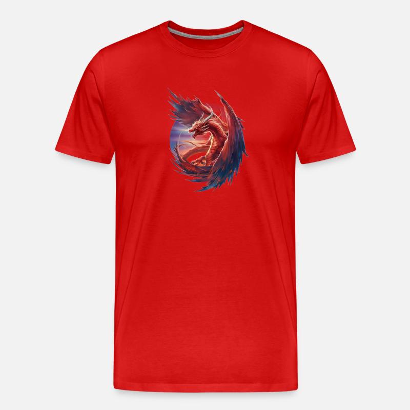 Cooler roter Drache - Männer Premium Bio T-Shirt - Rot