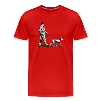 Gehen Sie mit dem Hund spazieren - Männer Premium Bio T-Shirt - Rot - Vorne - Damien (186cm)