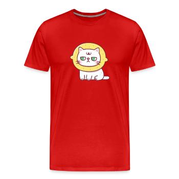 Drôle de chat avec chapeau de citron Sourpuss - T-shirt bio Premium Homme - rouge - Devant - Damien (186cm)