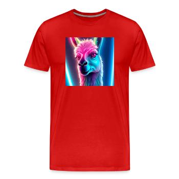 Lama néon - T-shirt bio Premium Homme - rouge - Devant - Damien (186cm)