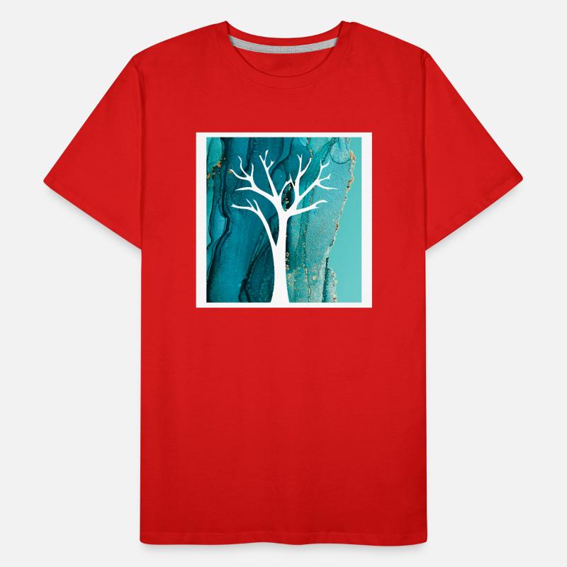 White Tree with Abstract Marble Background Men's Premium Organic T-Shirt