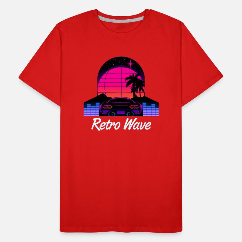 “Retro Wave” Synthwave desing T-shirt bio Premium Homme