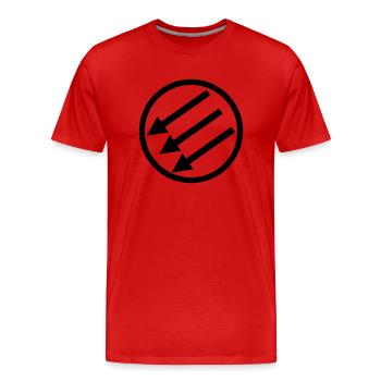 Tournage de Pfeile - T-shirt bio Premium Homme - rouge - Devant - Damien (186cm)