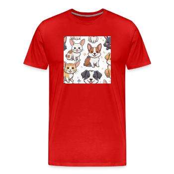 Cute Animal Doodles - Men's Premium Organic T-Shirt - red - Front - Damien (186cm)