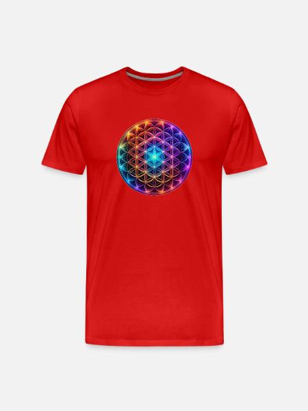 Blume des Lebens - Männer Premium Bio T-Shirt - Rot