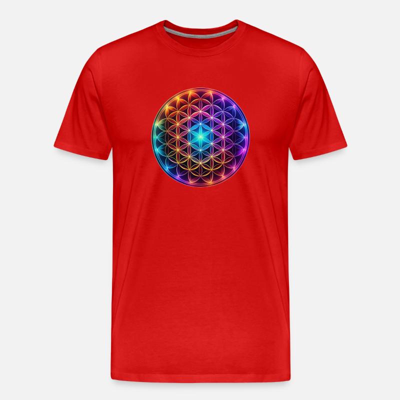 Blume des Lebens - Männer Premium Bio T-Shirt - Rot