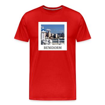 Benidorm - Männer Premium Bio T-Shirt - Rot - Vorne - Damien (186cm)