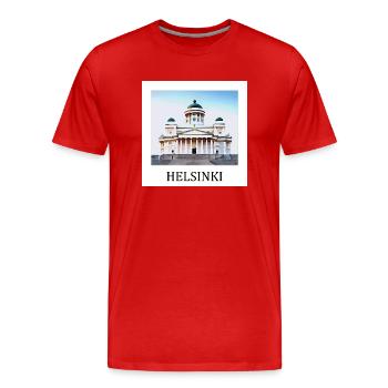 Helsinki - T-shirt bio Premium Homme - rouge - Devant - Damien (186cm)