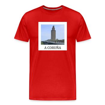 La Corogne, en Galice - T-shirt bio Premium Homme - rouge - Devant - Damien (186cm)