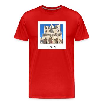 Lyon - T-shirt bio Premium Homme - rouge - Devant - Damien (186cm)
