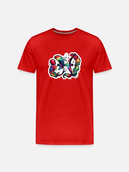 Zodiaque des couleurs : Poissons - T-shirt bio Premium Homme - rouge