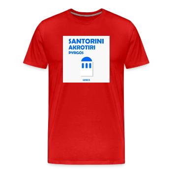 Santorin, Grèce - T-shirt bio Premium Homme - rouge - Devant - Damien (186cm)