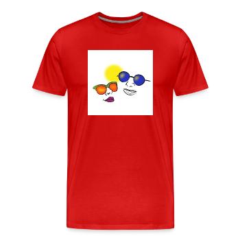 Menschen mit Sonnenbrille - Männer Premium Bio T-Shirt - Rot - Vorne - Damien (186cm)