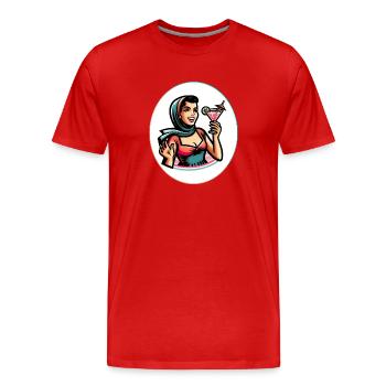 Sixties Woman - Men's Premium Organic T-Shirt - red - Front - Damien (186cm)