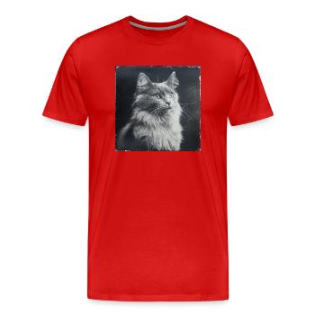 Animaux Noirs - Chat Antique - T-shirt bio Premium Homme - rouge - Devant - Damien (186cm)