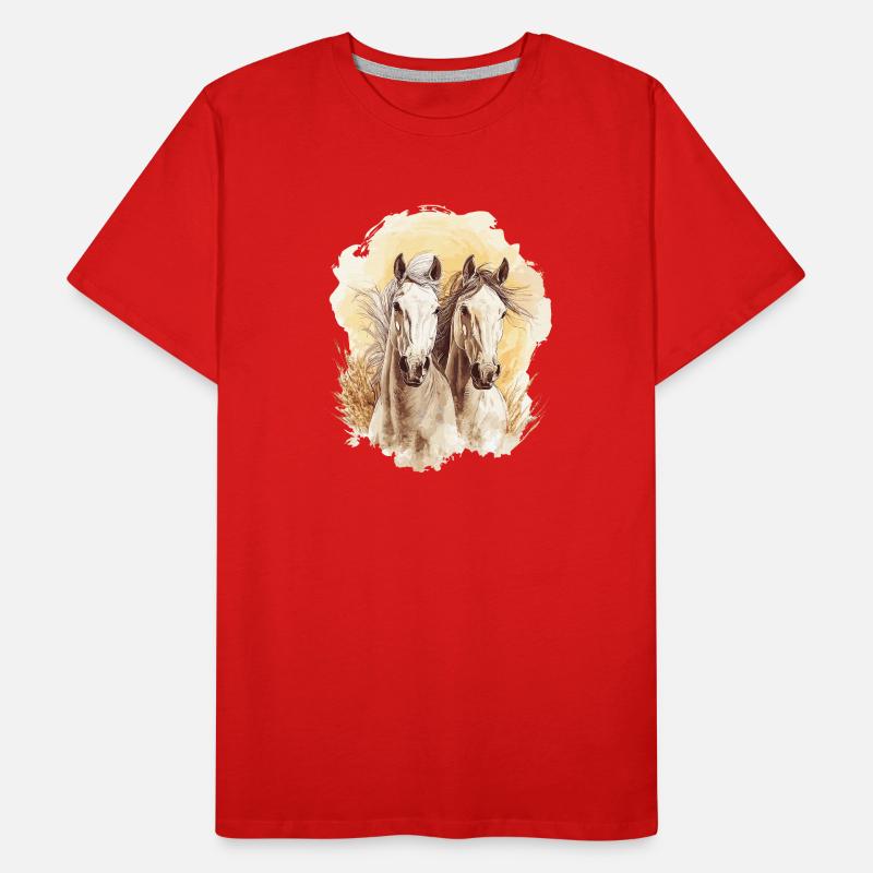 Chevaux Chevaux - Cheval Cheval - Cavalier Cavalier T-shirt bio Premium Homme